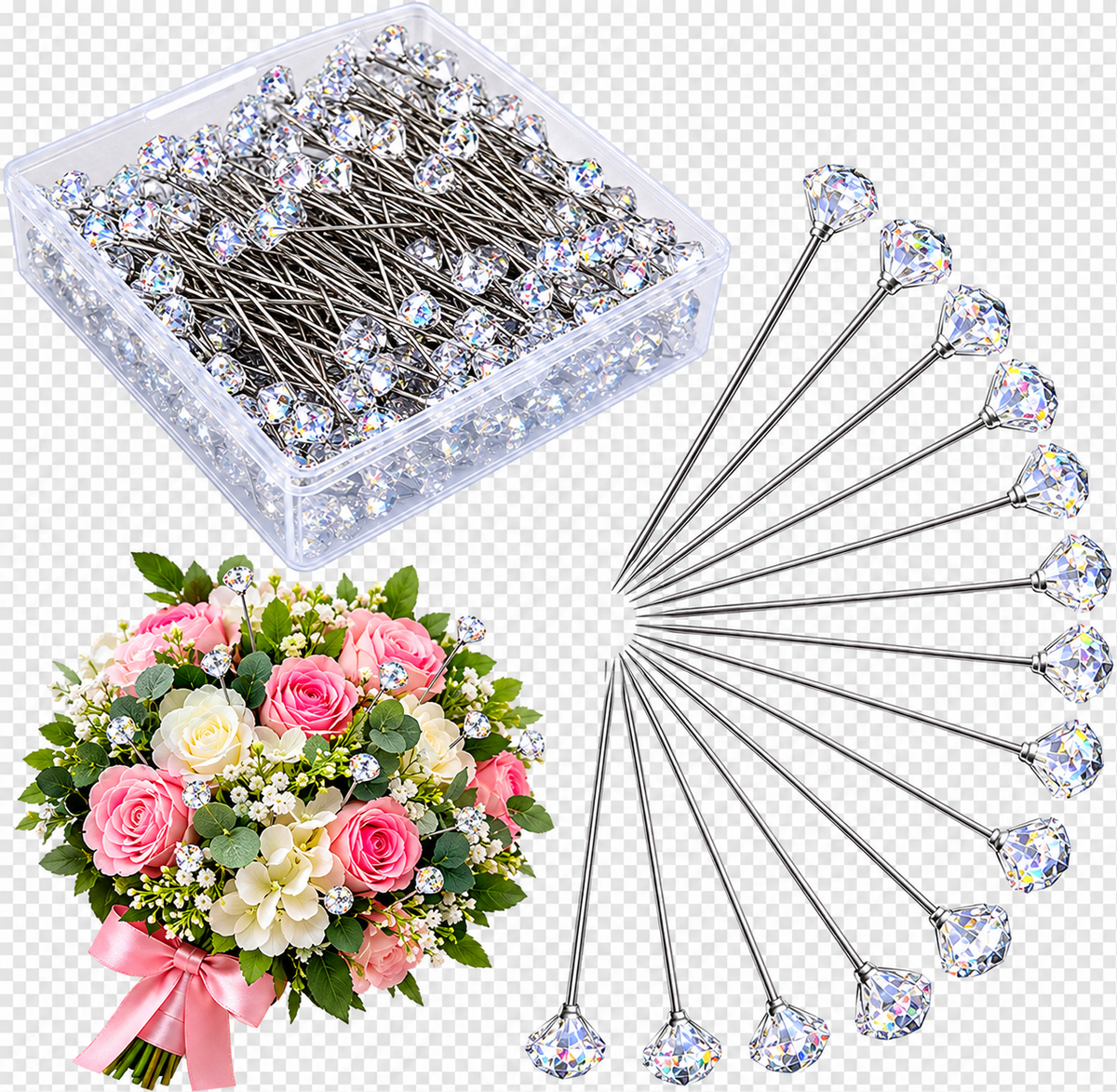 💎 Diamond Pin D1P5 – Decorative Flower & Craft Pins