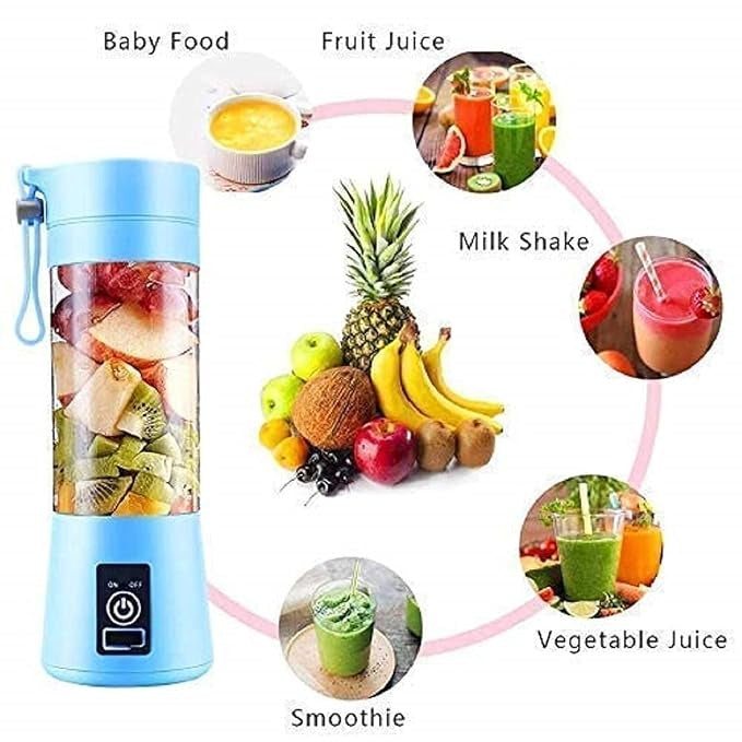 Portable USB Rechargeable Mini Juicer Blender, 500ml Capacity, Multi-Colour